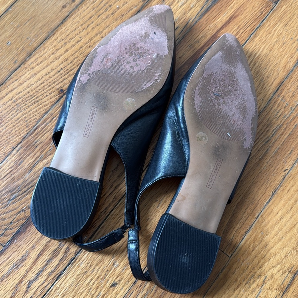 Vince Camuto Elegant Black Slingback Flats 7 - Picture 5 of 8